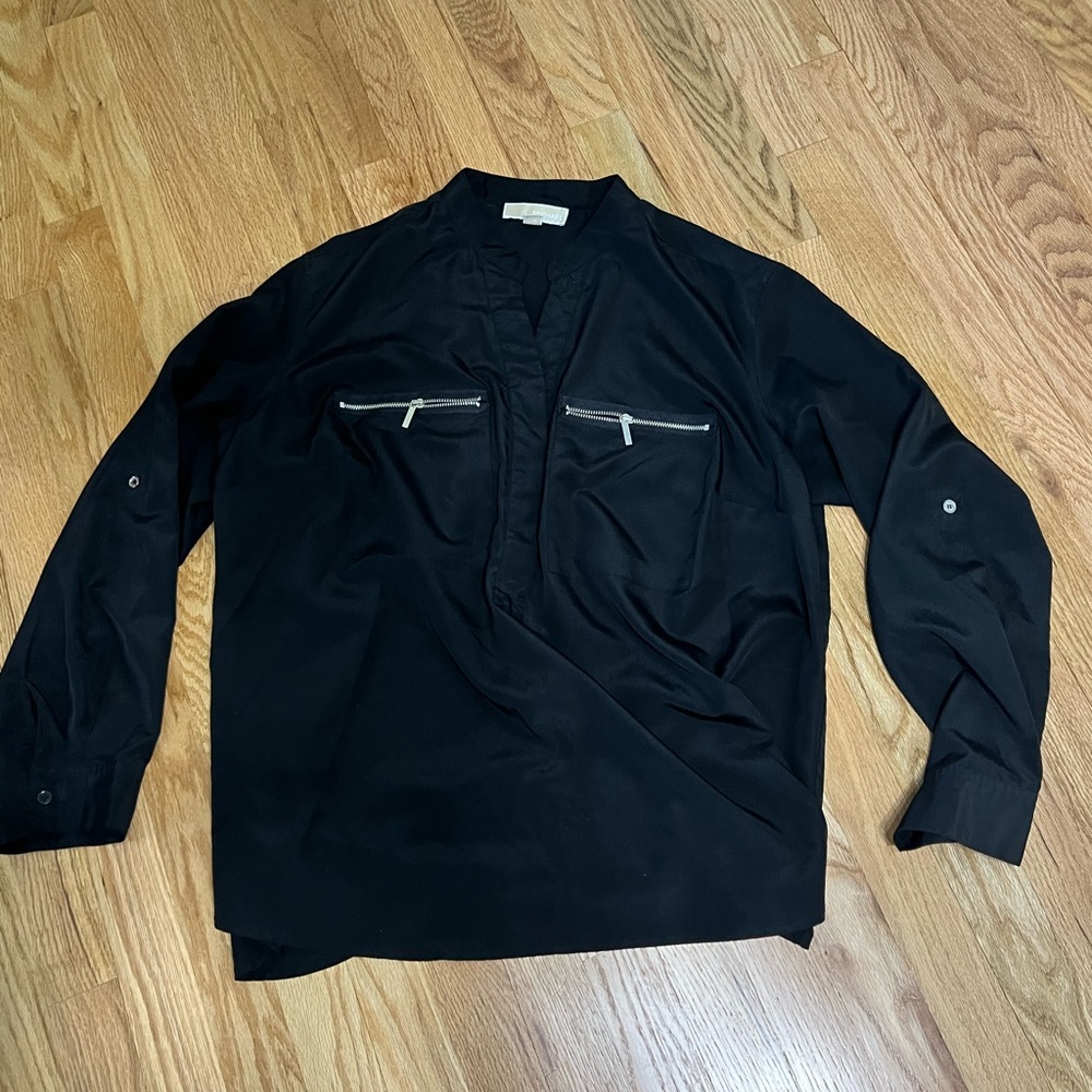 Michael Kors Black Blouse with Textured Fabric